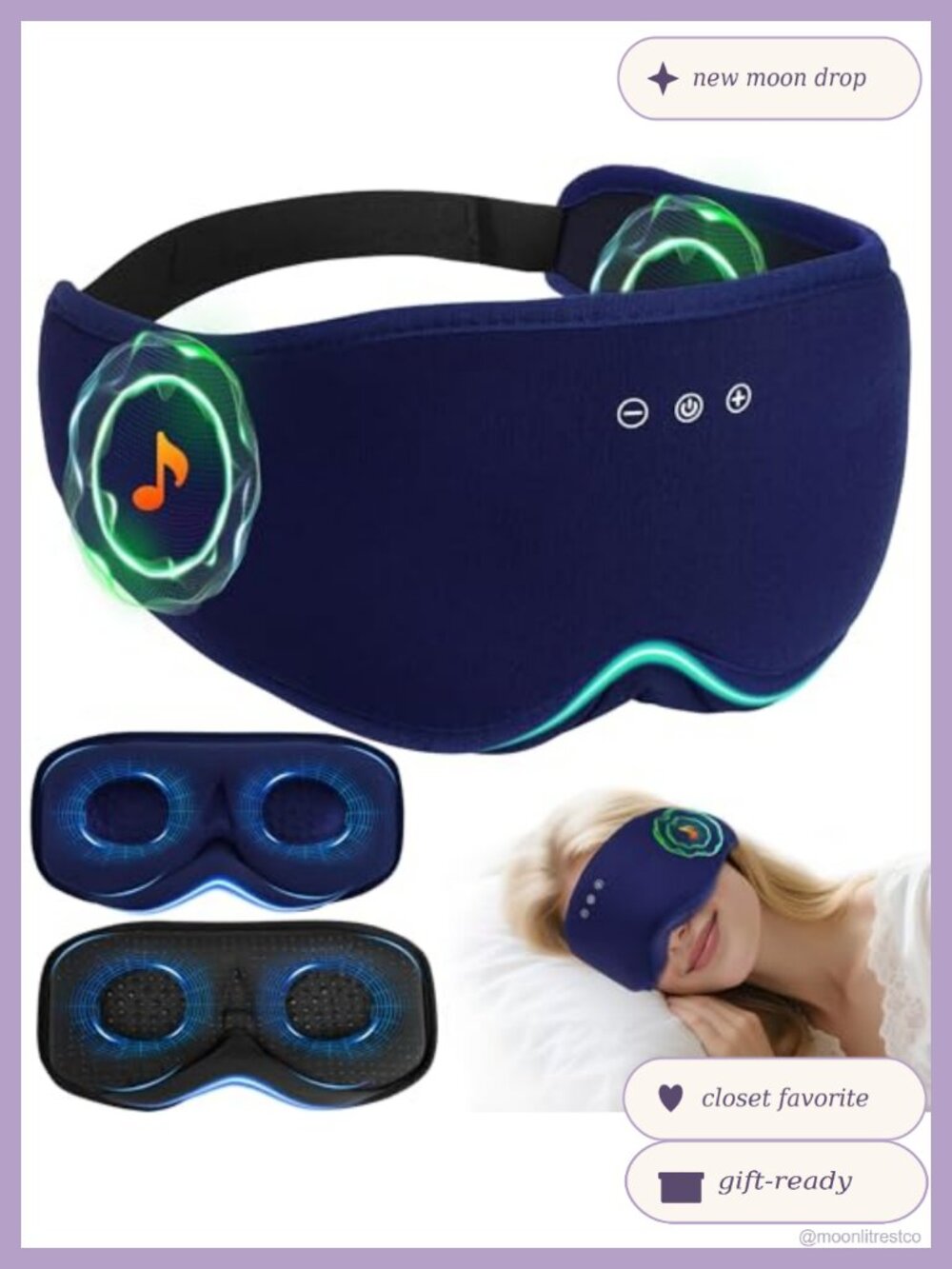 Bamboo Cotton Bluetooth Sleep Mask 2-in-1 3D Headphones Blackout